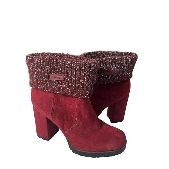 Sam Edelman Jaimee Red Boots, Side With Sock Tops, Size 8M - Picture 1 of 16